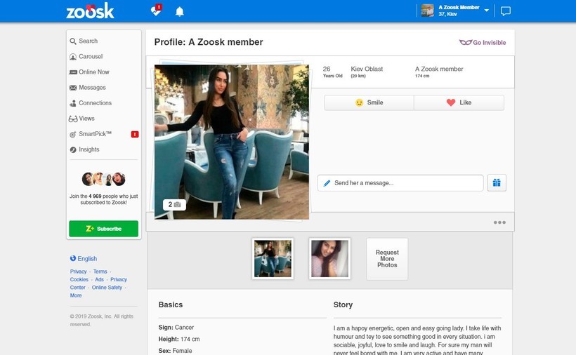 How can you tell if someone is a paid zoosk member?